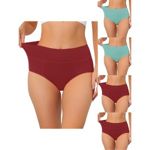 Allegra K Women's Plus Size High Waist Available in Tummy Control 5 Packs Briefs - 1 of 4