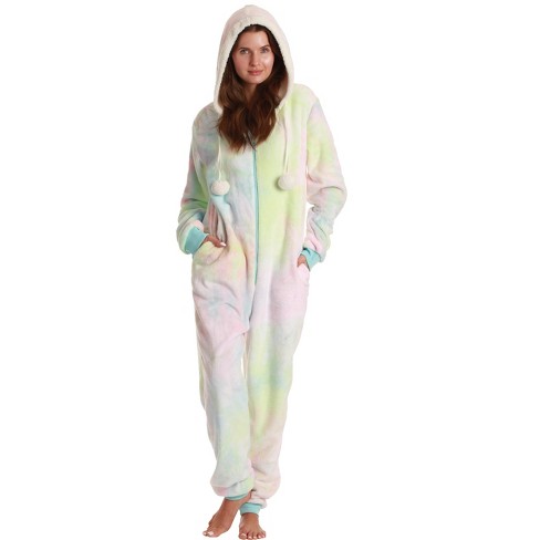 Just Love Womens One Piece Tie Dye Adult Onesie Faux Shearling Lined Hoody  Pajamas 6342-10577-XXL