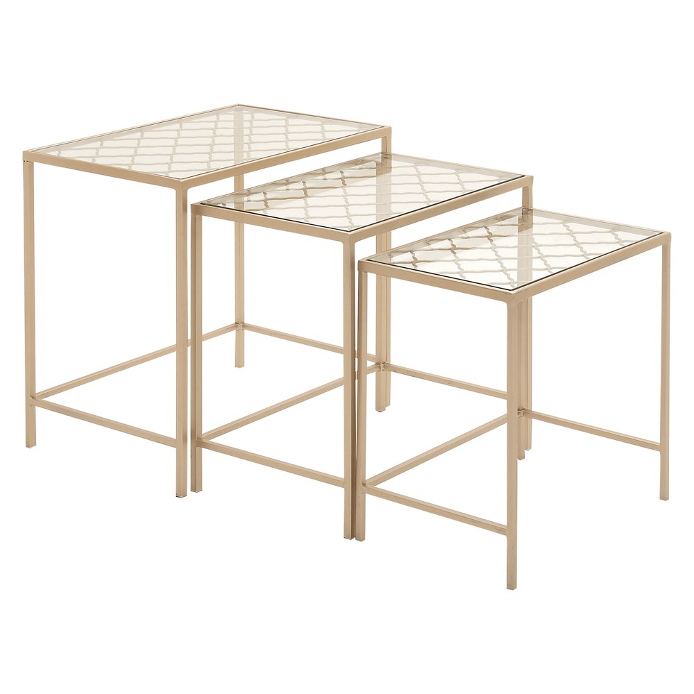 Photos - Coffee Table Metal Nesting Tables Pale  Gold - Olivia & May(Set of 3)