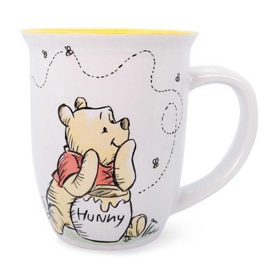 Winnie the Pooh Themed 14 Oz Silver/white Travel Mug Coffee Mug/cup. 