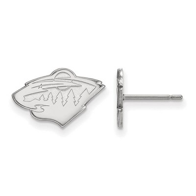 Black Bow Jewelry 14k White Gold Minnesota Wild NHL Stud Earrings