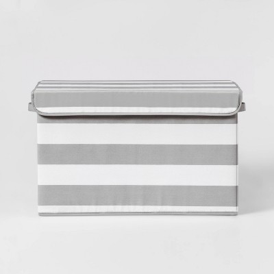 Large Rectangle Storage Stripe Bin Gray - Pillowfort™