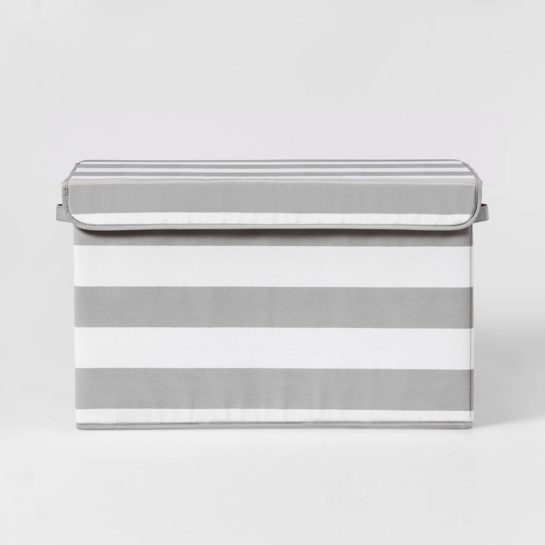 Large Rectangle Kids' Storage Striped Bin Gray - Pillowfort™