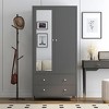 NicBex 67.00"H Armoire Wardrobe Closet Storage Cabinet with Mirror Door & Shelves & Drawers for Bedroom - 2 of 4