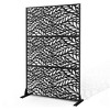 TOAOTBNBO Metal Privacy Screen with Stand, Decorative Privacy Fence Panels with Leaf Pattern, Outdoor Privacy Screen for Garden, Black - 2 of 4
