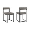 Armen Living Set of 2 Anastasia Dining Chair Iron and Faux Leather Matte Black/Light Gray - 2 of 4