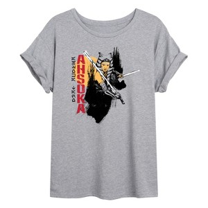 Women's - Star Wars - Ahsoka Brush Oversized Graphic T-Shirt - 1 of 4