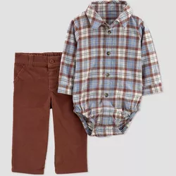 Carter's Just One You® Baby Boys' Plaid Top & Bottom Set - Brown