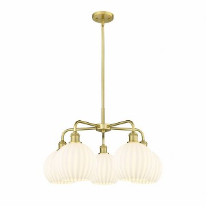 White Venetian - 5 Light Stem Hung Chandelier In Modern Style-15.5 Inches Tall and 26 Inches Wide - 1 of 1
