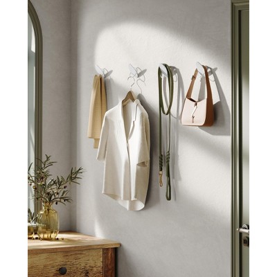 SONGMICS HOME Wall-Mounted Coat Rack, Hook Rack, 4 Metal Hooks, for Coats, Bags, Keys, in The Entryway, Bedroom, Living Room