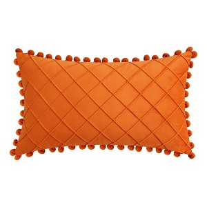 REGALWOVEN Geometry Velvet Couch Throw Pillow Covers with Pom-poms for Farmhouse Home Decor 1 Pc - 1 of 4