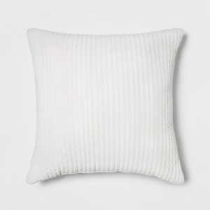 Quilted Velvet Oversize Square Throw Pillow Cream - Project 62 , Ivory