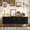 Famapy Black Credenza Sideboard Table with Diamond Pattern Doors Mid-Century Modern Storage Cabinet Bookshelves Bookcase - 3 of 4