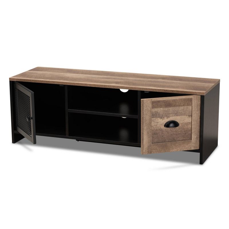 Connell Two-Tone Wood and Metal 2 Door TV Stand for TVs up to 40&#34; Natural Brown/Black - Baxton Studio, 3 of 12
