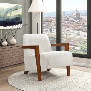 Chenille Fabric Upholstery Solid Wood Ultra-Modern Accent Chair with Foam Seat Cushion, Attached Cushions and Solid Wood Arms and Legs - 1 of 4
