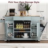 Fluted Kitchen Island with Trash Can Storage Cabinet, Power Outlet, Internal Storage Rack, Rolling Kitchen Storage Cart - 2 of 4