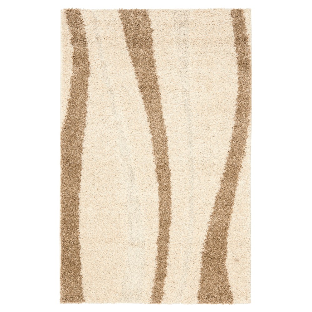 Cream/Dark Brown Abstract Loomed Accent Rug - (3'3inx5'3in) - Safavieh