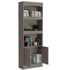 TOAOTBNBO 3 Tier Tall Narrow Bookcase with 2 Doors, Display Bookshelves with Metal Hardware, Freestanding Book Shelf for Home Office, Light Gray - 2 of 4