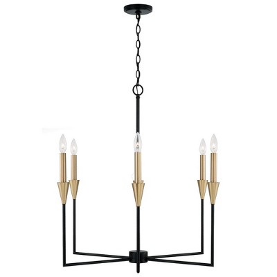 Avant Aged Brass and Black 6-Light Candle Chandelier