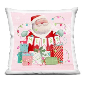 Stupell Industries Merry Pinkmas Santa Indoor Pillow, 18 x 18 - 1 of 3