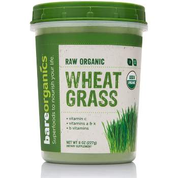 BareOrganics Herbal Supplements Raw Organic Wheatgrass 8 OZ
