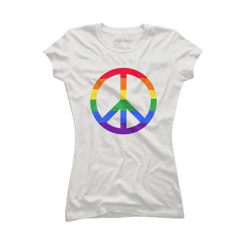 Design By Humans Rainbow Pride and Peace Sign By JuanMedina T-Shirt - Athletic Heather - 2X Large