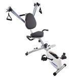 Stamina Strength System Stationary Portable Magnetic Resistance Upper and Lower Body Training Exercise Bike with Elastic Bungee Cords, White/Blue