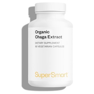 SuperSmart Organic Chaga Extract 1500mg per Day - Wild & Hand Picked Chaga Mushrooms Supplement | Non-GMO & Gluten Free - 90 Vegetarian Capsules - 1 of 4