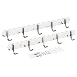 Unique Bargains Stainless Steel Wall Mounted Durable Waterproof Coat Hook Rack 2 Pcs - 1 of 4