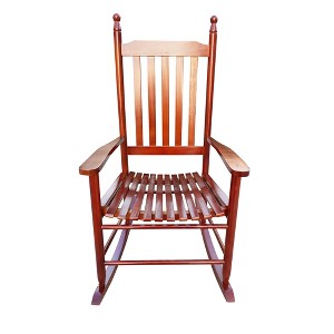 Lyngins Outdoor Rocking Chair with Curved Legs,Glider Rocking Chair with Armrest,Wood Accent Chair for Living Room,Garden - 1 of 4
