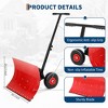Snow Shovel with Wheels,29.1" W x 14.2" H Heavy Duty Snow Pusher for Driveway with Snow Removal Adjustable Angle & Height Handle for Driveway - 3 of 4