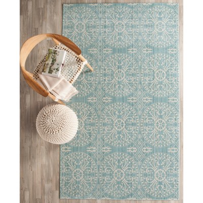 Alpine Cream Hand-Knotted Synthetic Medallion Area Rug 5' x 8'