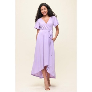 WEST K Women's Georgia Faux-Wrap Maxi Dress with High-Low Hem and Tie Waist - 1 of 4