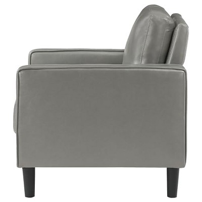 Ruth Dark Gray Faux Leather Wood Accent Chair