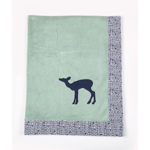 Bacati - Noah Mint/Navy Mint Bamby Embroidered Blanket - 1 of 4