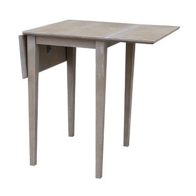 Elegant Washed Gray Taupe Solid Wood Extendable Dropleaf Dining Table