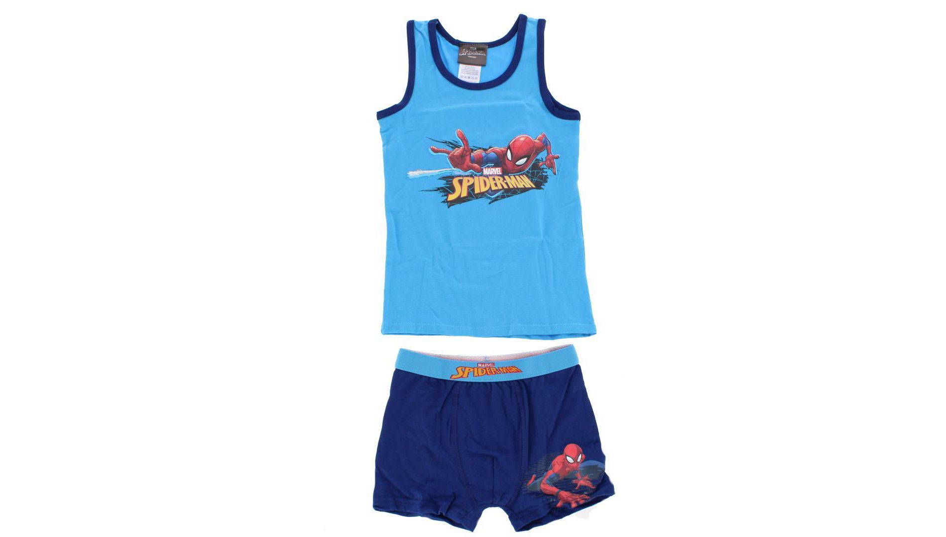 Textiel Trade Boy's Spiderman Tank and Boxer Briefs Underwear Set, 7/8, Blue