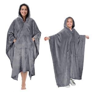 Tirrinia Hooded Blanket, Fleece Wearable Throw Wrap with Hood and Pocket, Warm Cozy Soft for Women Men, Indoor or Outdoor - 1 of 4