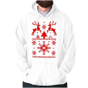 Ugly Christmas Reindeer Pattern Hoodie Sweatshirt Women Men Brisco Brands - 1 of 4