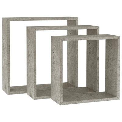 vidaXL Wall Cube Shelves 3 pcs Concrete Gray