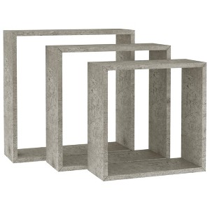 vidaXL Wall Cube Shelves 3 pcs Concrete Gray - 1 of 1