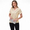Anna-Kaci Women's Sequin Short Sleeve Top with Satin Trim V-Neckline and Rolled Cuffs - 4 of 4