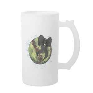Elanze Designs Freezable Beer Stein Mug With Thumb Grip Handle, 16 Ounce Frosted Glass, Softball Teal Paint Splatter - 1 of 1