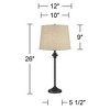360 Lighting Lynn Modern Industrial Buffet Table Lamps 26" High Set of 2 Dark Bronze Metal Burlap Fabric Drum Shade for Bedroom Living Room Bedside - 4 of 4