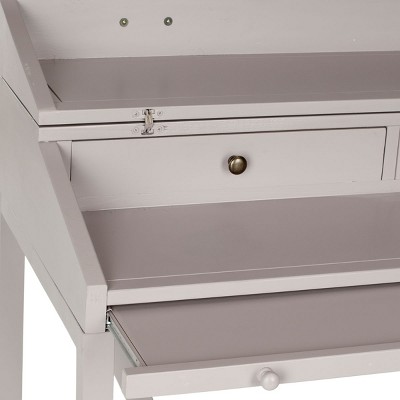 Transitional Wyatt 40" Writing Desk with Hutch and Drawers in Quartz Grey