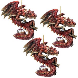 Design Toscano Christmas Light Protector Dragon 2021 Gothic Holiday Ornament: Set of Three - 1 of 4