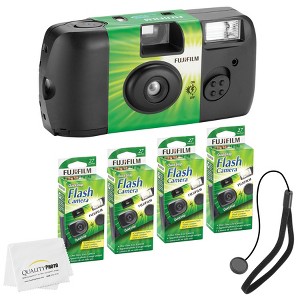 Fujifilm QuickSnap Flash 400 Disposable 35mm Camera Bonus Hand Strap + Quality Photo Microfiber Cloth - 1 of 4