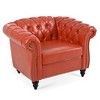 Dolonm Modern 1-Seater Sofa: Black PU Leather, 220LB Capacity, Birch Legs & Staggered Tufting Study/Bedroom Essential - 3 of 4