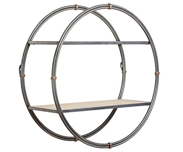 20.2" Decorative Round Wall Shelf Gray - E2 Concepts