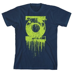 Green Lantern Dripping Logo Youth Boys Navy T-Shirt - 1 of 2